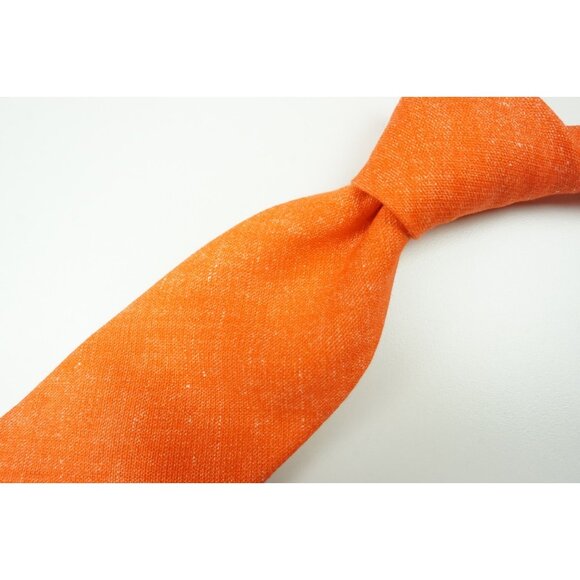 Kiton Linen Blend Pumpkin Orange Seven Fold Tie Made in Italy NEW
